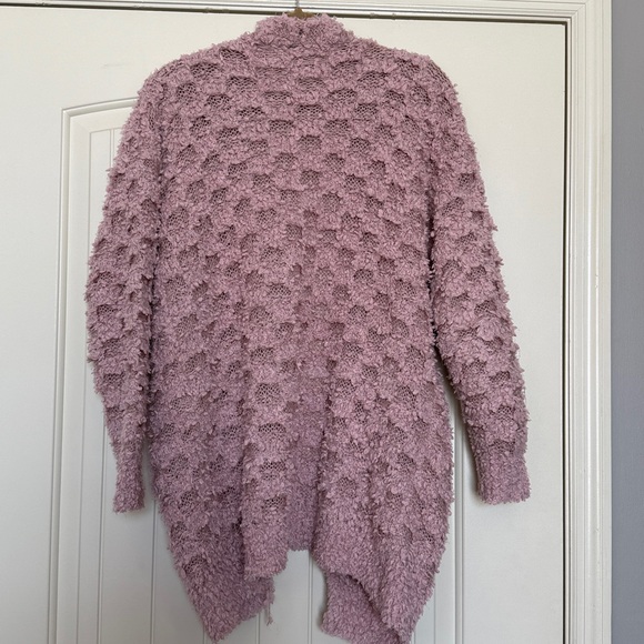 Davi & Dani Dusty Pink Textured Cardigan - Silver Metallic Thread, Size L - Picture 5 of 5